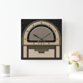 Art Deco Radiola (Latte, Greige, Black, Gold) Vierkante Klok (Huis)