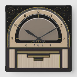 Art Deco Radiola (Latte, Greige, Black, Gold) Vierkante Klok