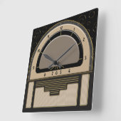 Art Deco Radiola (Latte, Greige, Black, Gold) Vierkante Klok (Hoek)