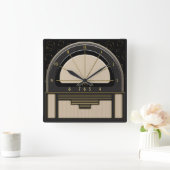 Art Deco Radiola (zand, donkergrijs, zwart, goud) Vierkante Klok (Huis)