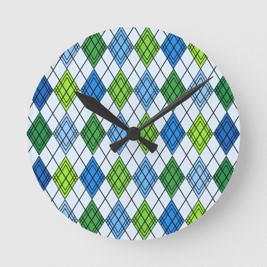 Art Deco Rain Argyle Ronde Klok (Voorkant)
