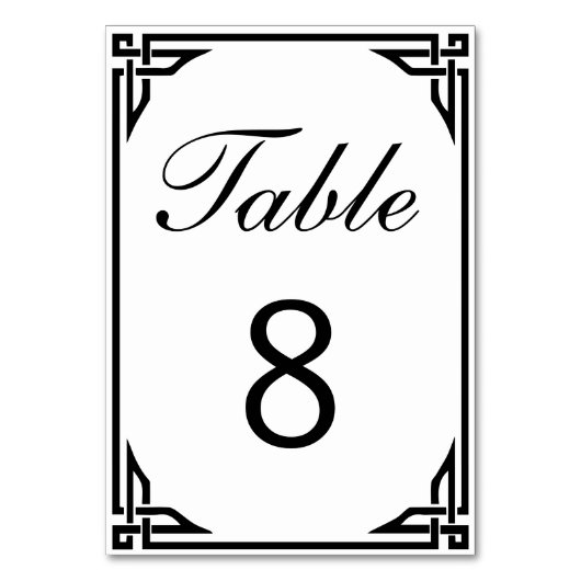 Art Deco Rand Dubbelzijdige Tabelnummers Kaart (Voorkant)