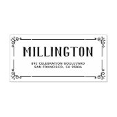 Art Deco Rand Familienaam & Retouradres Rubberstempel (Afrduk)