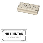 Art Deco Rand Familienaam & Retouradres Rubberstempel (Gestempeld)