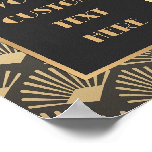 Art Deco rand met zwart en goud elke tekst Poster (Hoek)