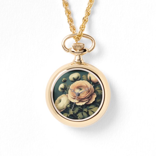 Art Deco Ranunculus eWatch Horloge (Voorkant)