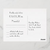 Art Deco Real Gold Foil Wedding RSVP Briefkaarten (Achterkant)
