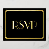 Art Deco Real Gold Foil Wedding RSVP Briefkaarten (Voorkant)
