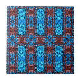 Art Deco Red Blue Abstract grafisch patroon Tegeltje