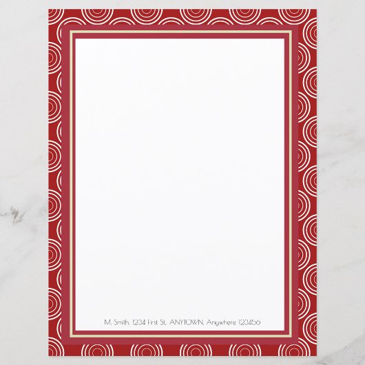 Art Deco Red & Gold-gepersonaliseerde papieren vel