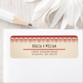  Art Deco Red Parchment Return-adres Etiket (Insitu)