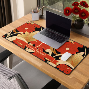 Art Deco Red Poppies gepersonaliseerd Bureaumat