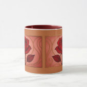 Art Deco Red Rose Maroon Combo Mug Mok (Midden)