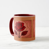 Art Deco Red Rose Maroon Combo Mug Mok (Voorkant links)