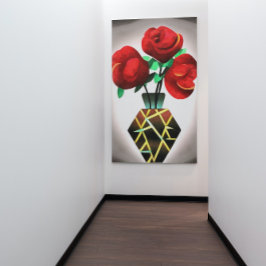 Art Deco Red Roses in vase Abstracte kunst Canvas Afdruk