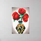 Art Deco Red Roses in vase Abstracte kunst Canvas Afdruk (Voorkant)