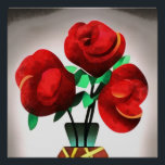 Art Deco Red Roses in vase Abstracte kunst Perfect Poster<br><div class="desc">Kunst Deco Red Roses in Vase Abstracte Kunst is een prachtig roodschilderij. Een betekenisvol en symbolisch thema: de rode roos vertegenwoordigt ware liefde. Een Lancashire trouwboodschap van verachting en liefde: ideaal voor tuinders, bloemisten, tuinders of roos liefhebbers. Rozen zijn het iconische symbool van liefde en romance . Denk aan Valentijnsdag,...</div>