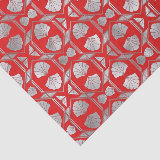 Art Deco Red Silver Fan Tissuepapier (Detail)