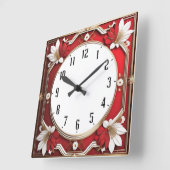 Art Deco Red Vierkante Klok (Hoek)