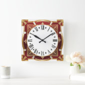 Art Deco Red Vierkante Klok (Huis)