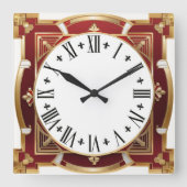 Art Deco Red Vierkante Klok (Voorkant)