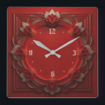 Art Deco Red Vierkante Klok<br><div class="desc">Geweldig klokontwerp. Je zult het leuk vinden als anderen. U kunt dit ontwerp vrij gebruiken voor andere producten die u wilt of om jouw tekst aan te passen en toe te voegen. Volg me voor meer. Met vriendelijke groet. Een leuke dag.</div>