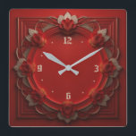 Art Deco Red Vierkante Klok<br><div class="desc">Geweldig klokontwerp. Je zult het leuk vinden als anderen. U kunt dit ontwerp vrij gebruiken voor andere producten die u wilt of om jouw tekst aan te passen en toe te voegen. Volg me voor meer. Met vriendelijke groet. Een leuke dag.</div>