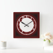 Art Deco Red Vierkante Klok (Huis)