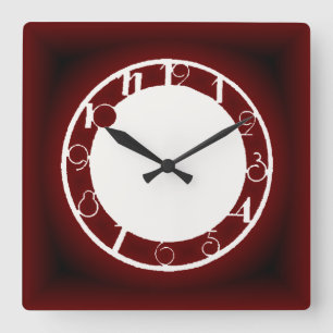 Art Deco Red Vierkante Klok