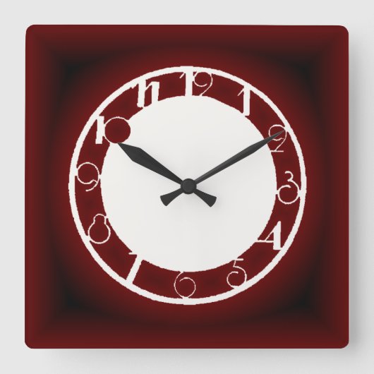 Art Deco Red Vierkante Klok (Voorkant)