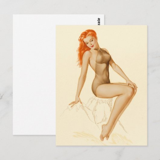 Art Deco Redhead Up Briefkaart (Voorkant / Achterkant)