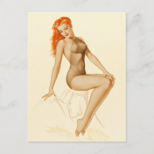 Art Deco Redhead Up Briefkaart