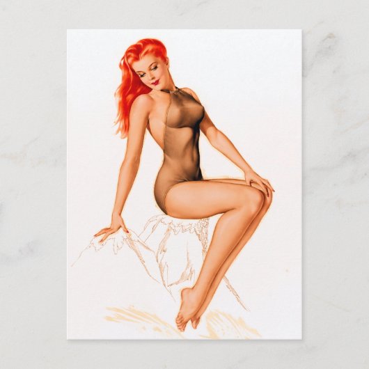 Art Deco Redhead Up Briefkaart (Voorkant)