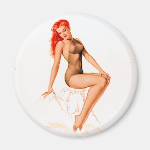 Art Deco Redhead Up Magneet