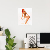 Art Deco Redhead Up Poster (Thuiskantoor)
