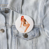 Art Deco Redhead Up Ronde Button 7,6 Cm (In situ)
