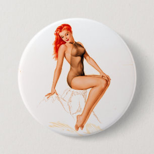 Art Deco Redhead Up Ronde Button 7,6 Cm