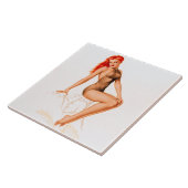 Art Deco Redhead Up Tegeltje (Zijkant)