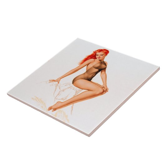Art Deco Redhead Up Tegeltje (Zijkant)