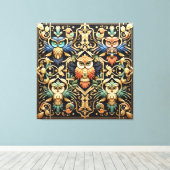 Art Deco Regenboel Uilen Canvas Print (Insitu (Houten vloer))