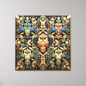 Art Deco Regenboel Uilen Canvas Print (Voorkant)