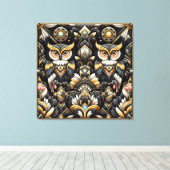 Art Deco Regenboel Uilen Canvas Print (Insitu (Houten vloer))