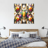 Art Deco Regenboel Uilen Canvas Print (Insitu (Slaapkamer))