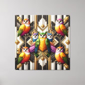 Art Deco Regenboel Uilen Canvas Print (Voorkant)