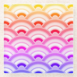 Art Deco Regenboog Curve Patroon Glazen Onderzetter