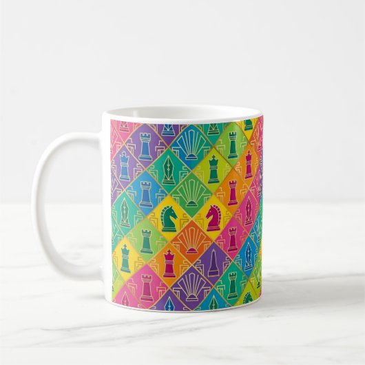 Art Deco Regenboog Schaken Mok (Links)