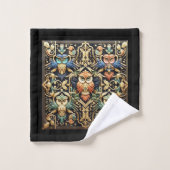 Art Deco Regenboog Uil Bad Handdoek (Wasdoekje)