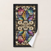 Art Deco Regenboog Uil Bad Handdoek (Handdoek)