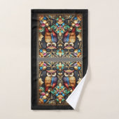 Art Deco Regenboog Uil Bad Handdoek (Handdoek)