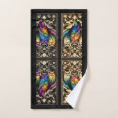 Art Deco Regenboog Uil Bad Handdoek (Handdoek)